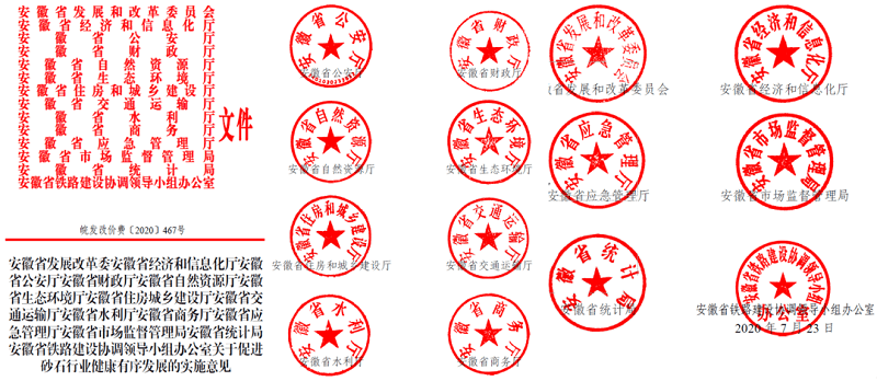 為促進(jìn)機(jī)制砂健康有序發(fā)展，安徽省發(fā)改委發(fā)布了實(shí)施方案文件