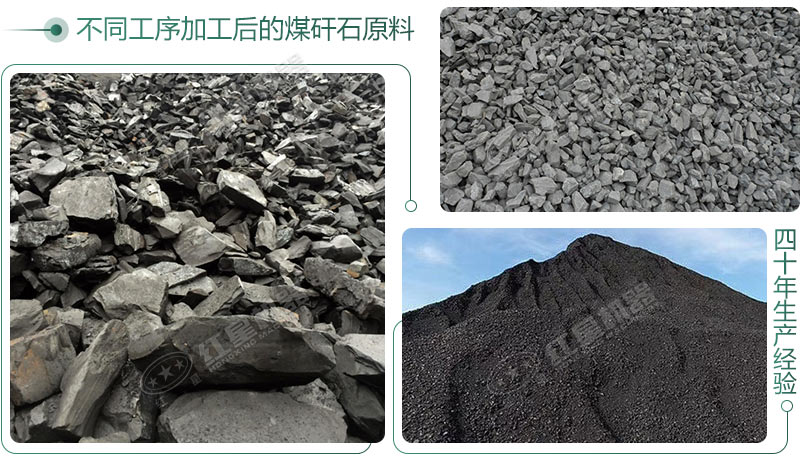 煤矸石原料經(jīng)過(guò)破碎、制砂加工后的不同粒形展示